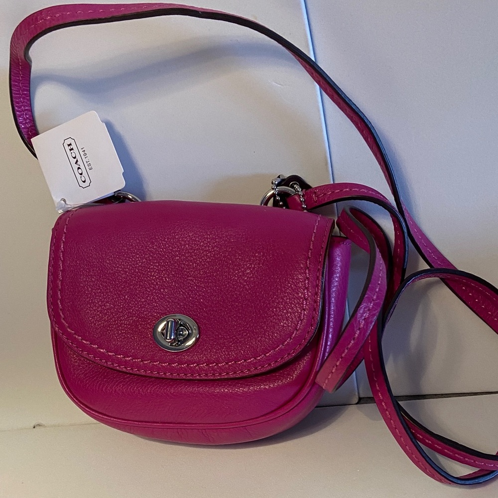 Coach Mini Fuchsia Leather Crossbody Bag